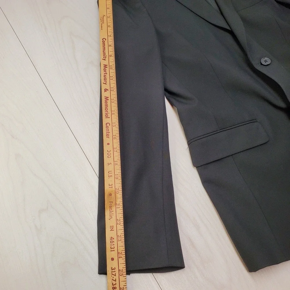 Nordstrom Rack Mens Black Trim Fit Two Button Blazer Jacket Notch Lapel 38R